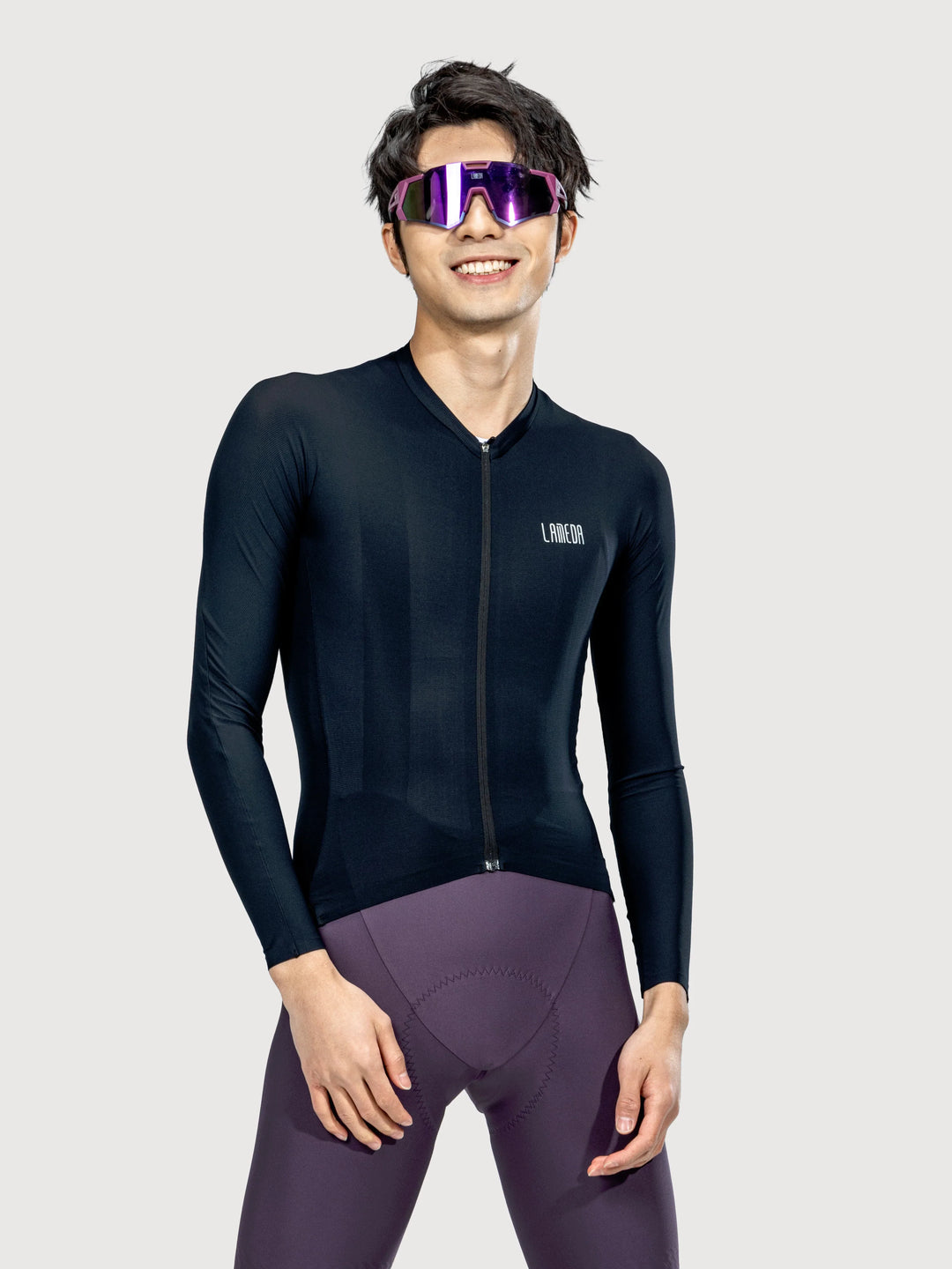 Silver Men's Cycling Jersey Long Sleeve - Black