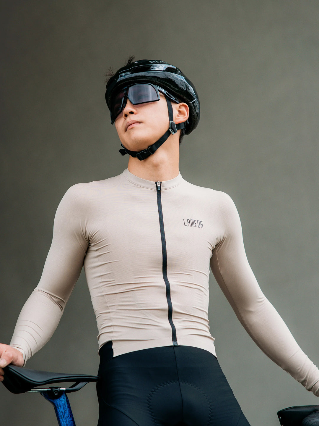 Silver Men's Cycling Jersey Long Sleeve - Khaki