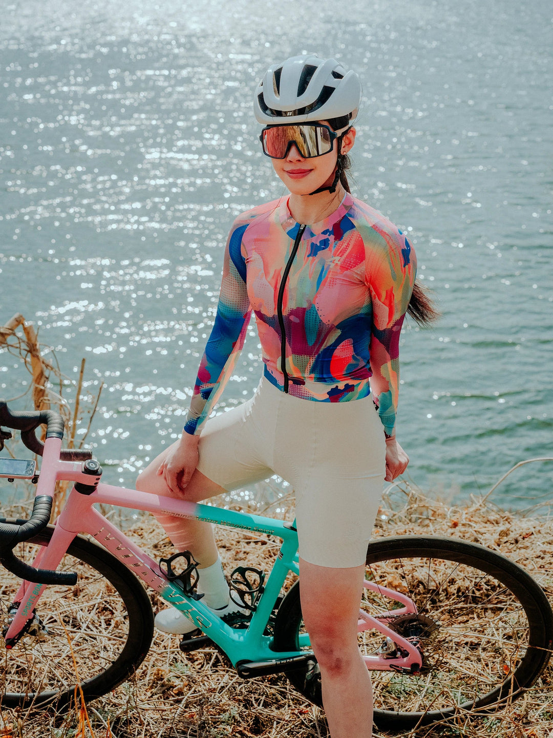 Hue Women Cycling Jersey Long Sleeve - Smoky Pink