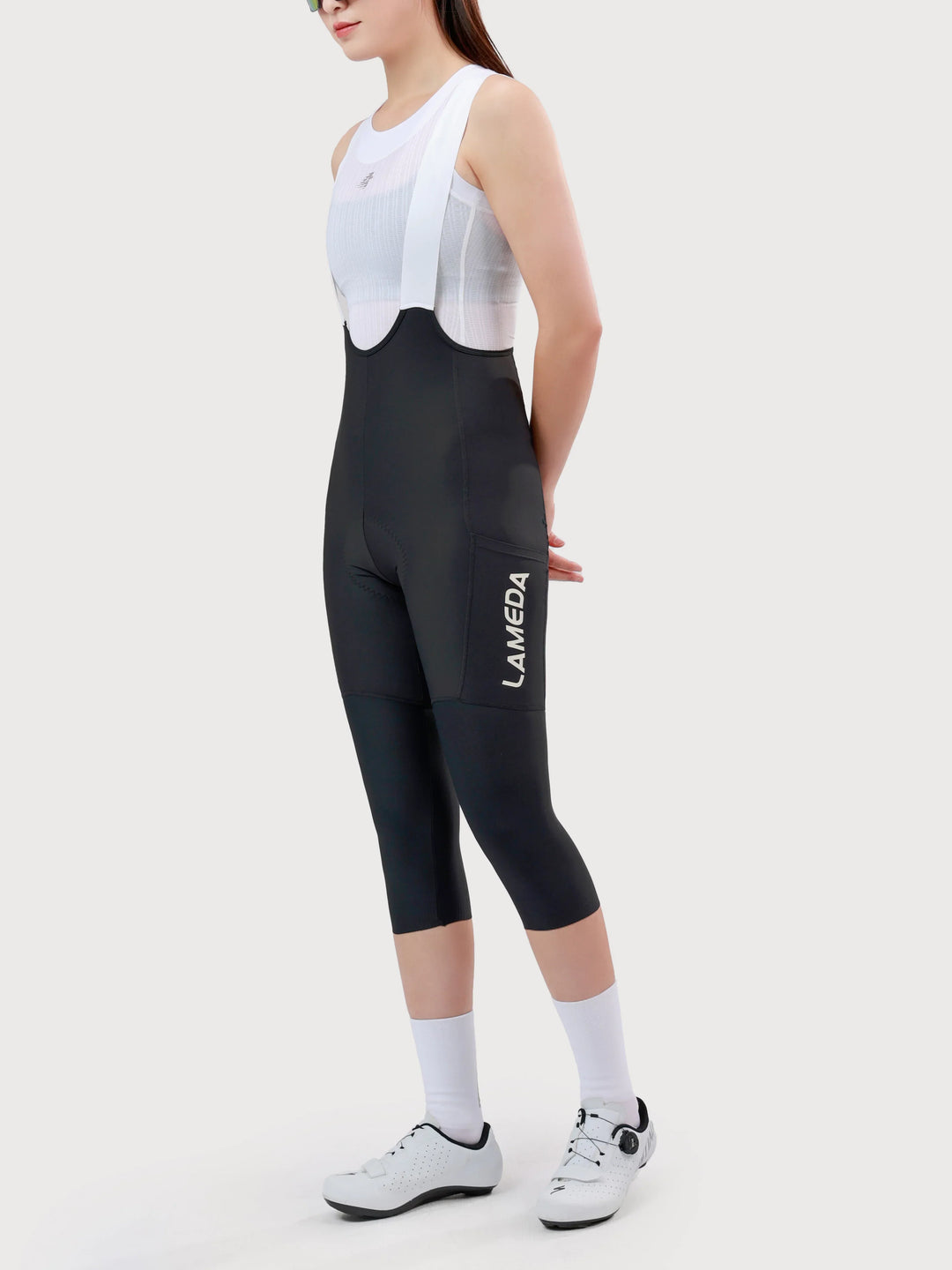 Aero Women Cycling Bib Pants 3/4 Capris - Black