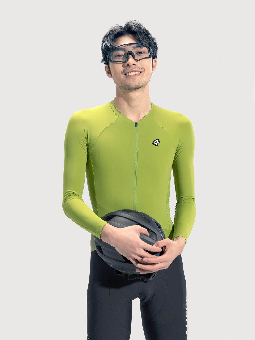 Azure Flow Men Cycling Long Sleeve Jersey - Grass Green