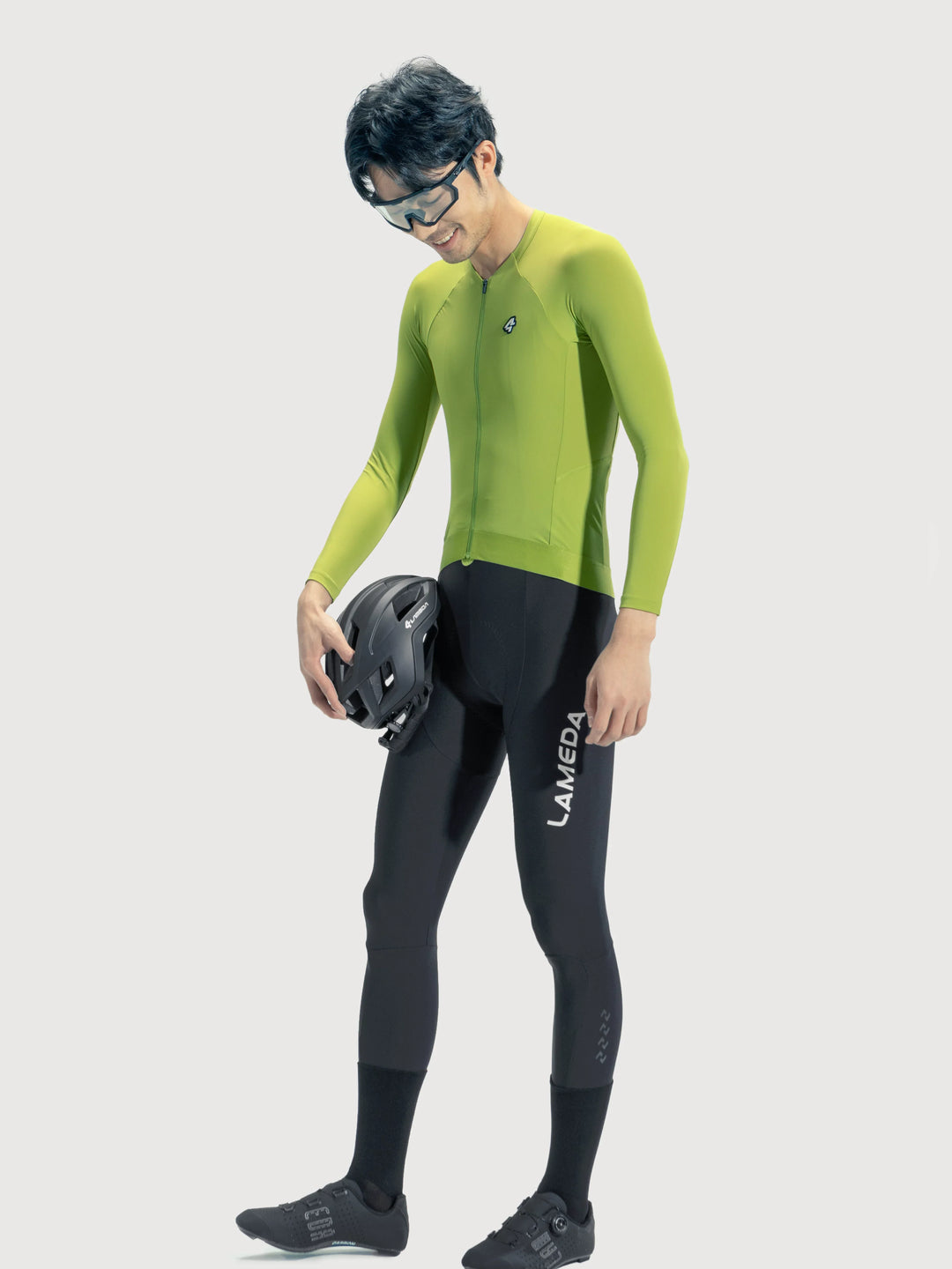 Azure Flow Men Cycling Long Sleeve Jersey - Grass Green