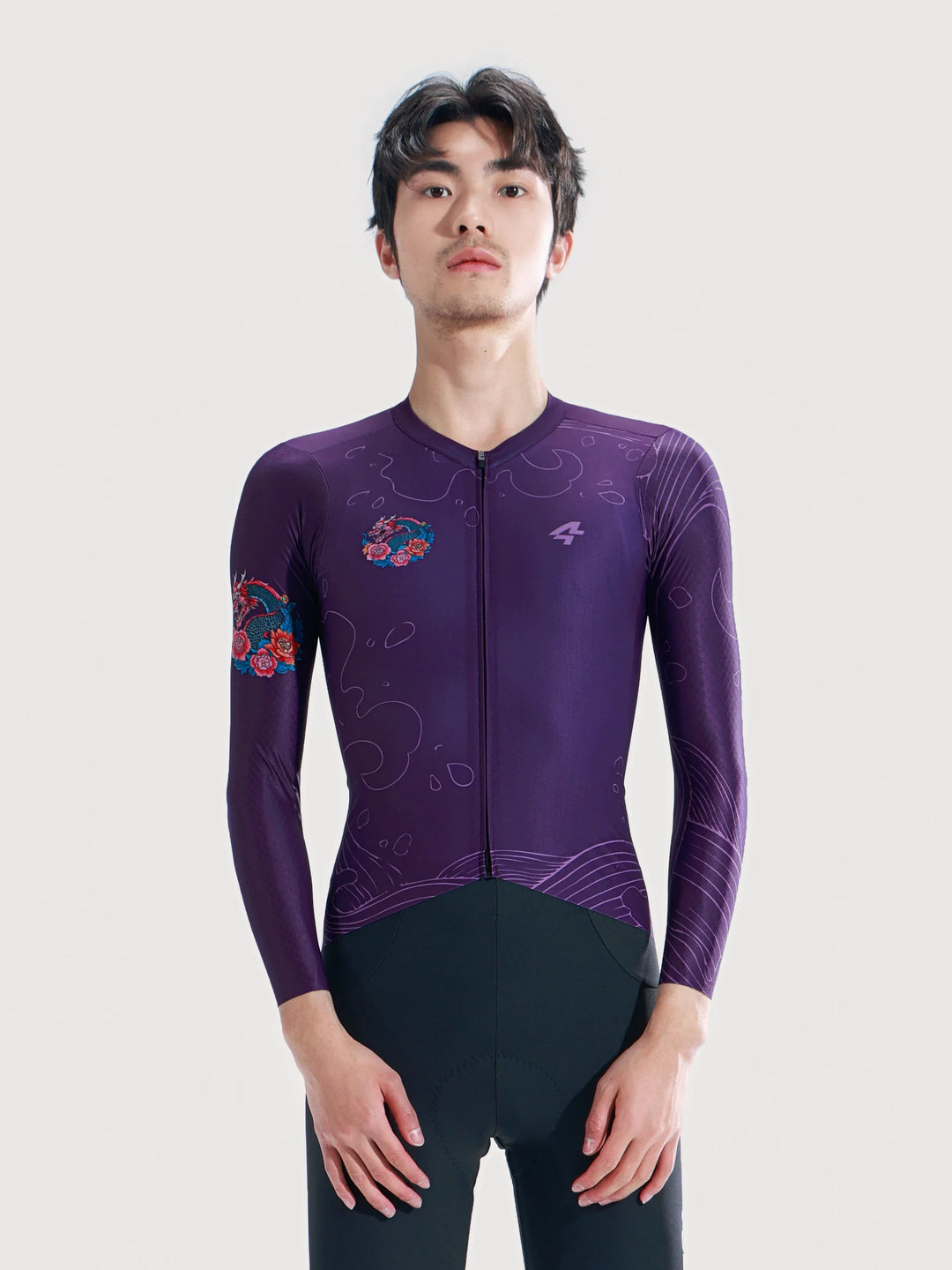 Dragon Soar Men's Cycling Jersey Long Sleeve - Purple