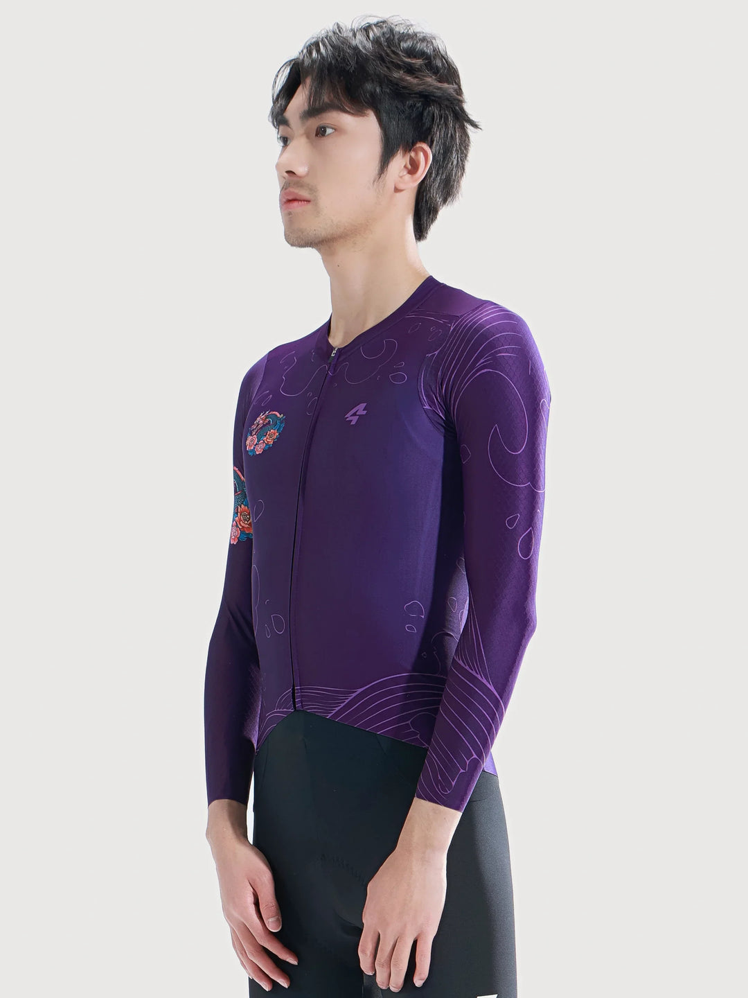 Dragon Soar Men's Cycling Jersey Long Sleeve - Purple