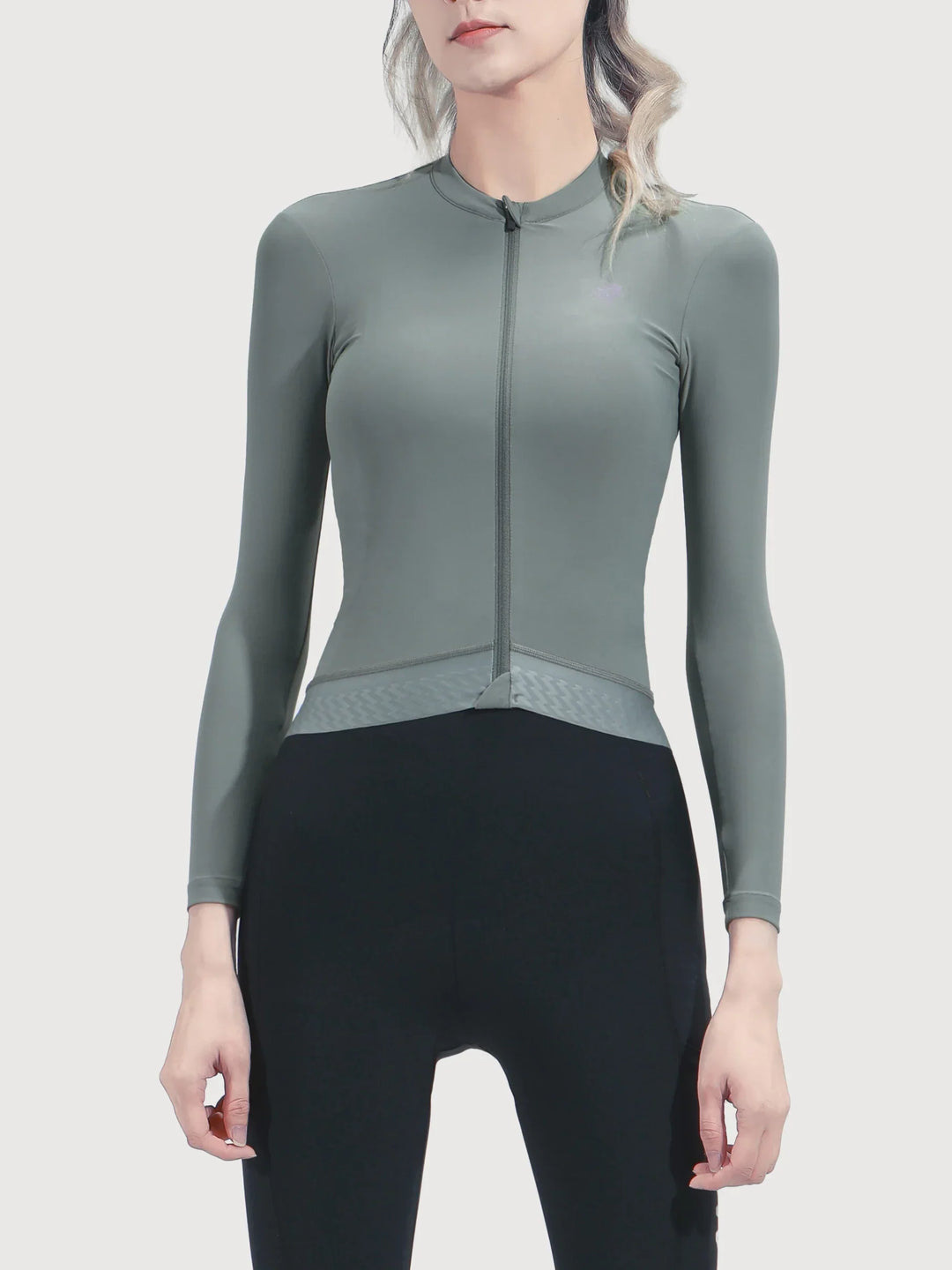 Ethereal Woman Cycling Jersey Long Sleeve - Gray Olive