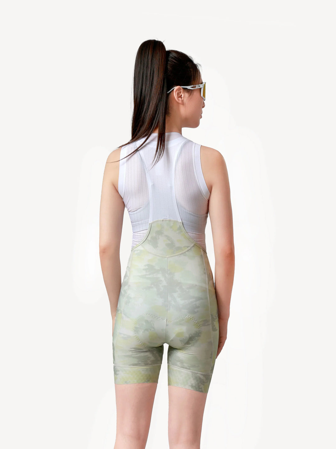 Floral Woman Cycling Bib Shorts - Aquatic Yellow