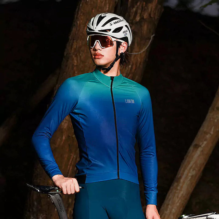 Cyclist Corner Star Road Men Fleeced Long Sleeve Winter Cycling Jersey