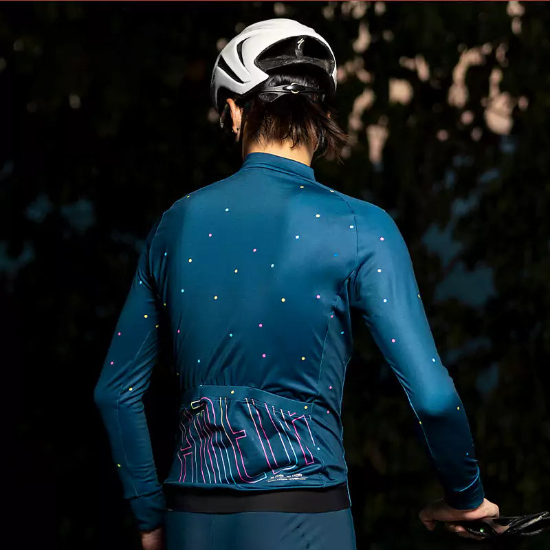 Cyclist Corner Star Road Men Fleeced Long Sleeve Winter Cycling Jersey