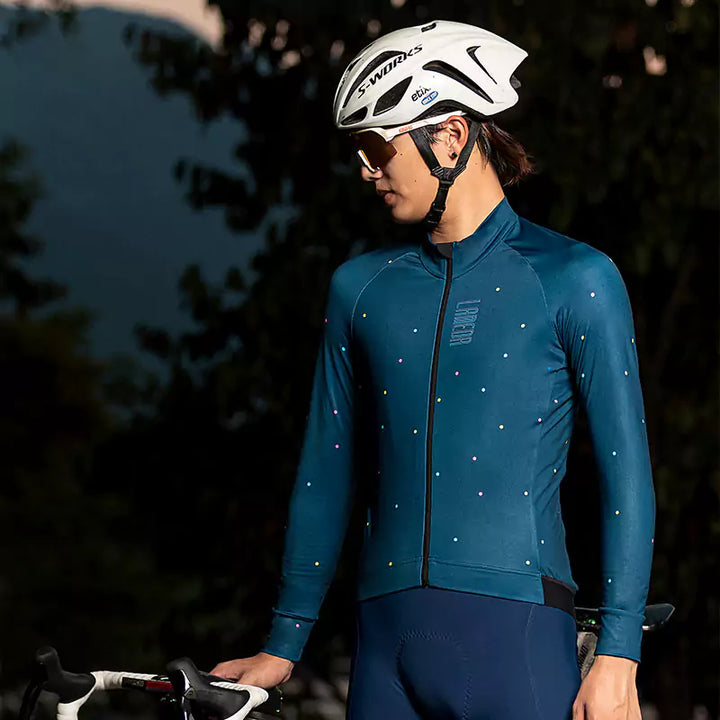 Cyclist Corner Star Road Men Fleeced Long Sleeve Winter Cycling Jersey