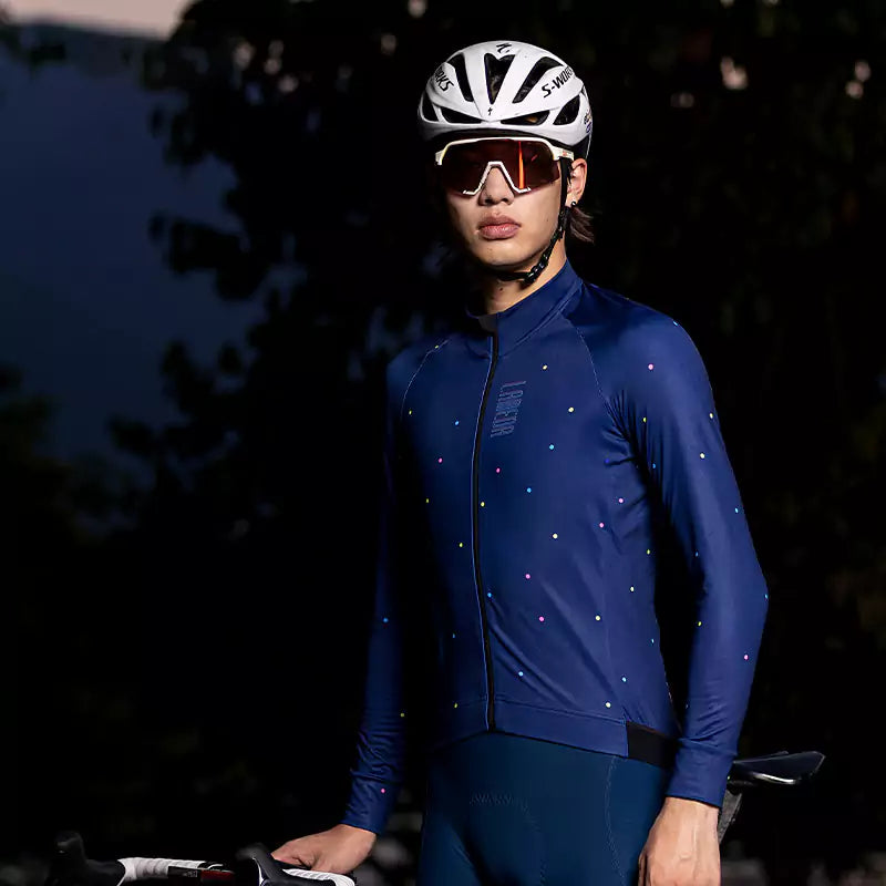 Cyclist Corner Star Road Men Fleeced Long Sleeve Winter Cycling Jersey